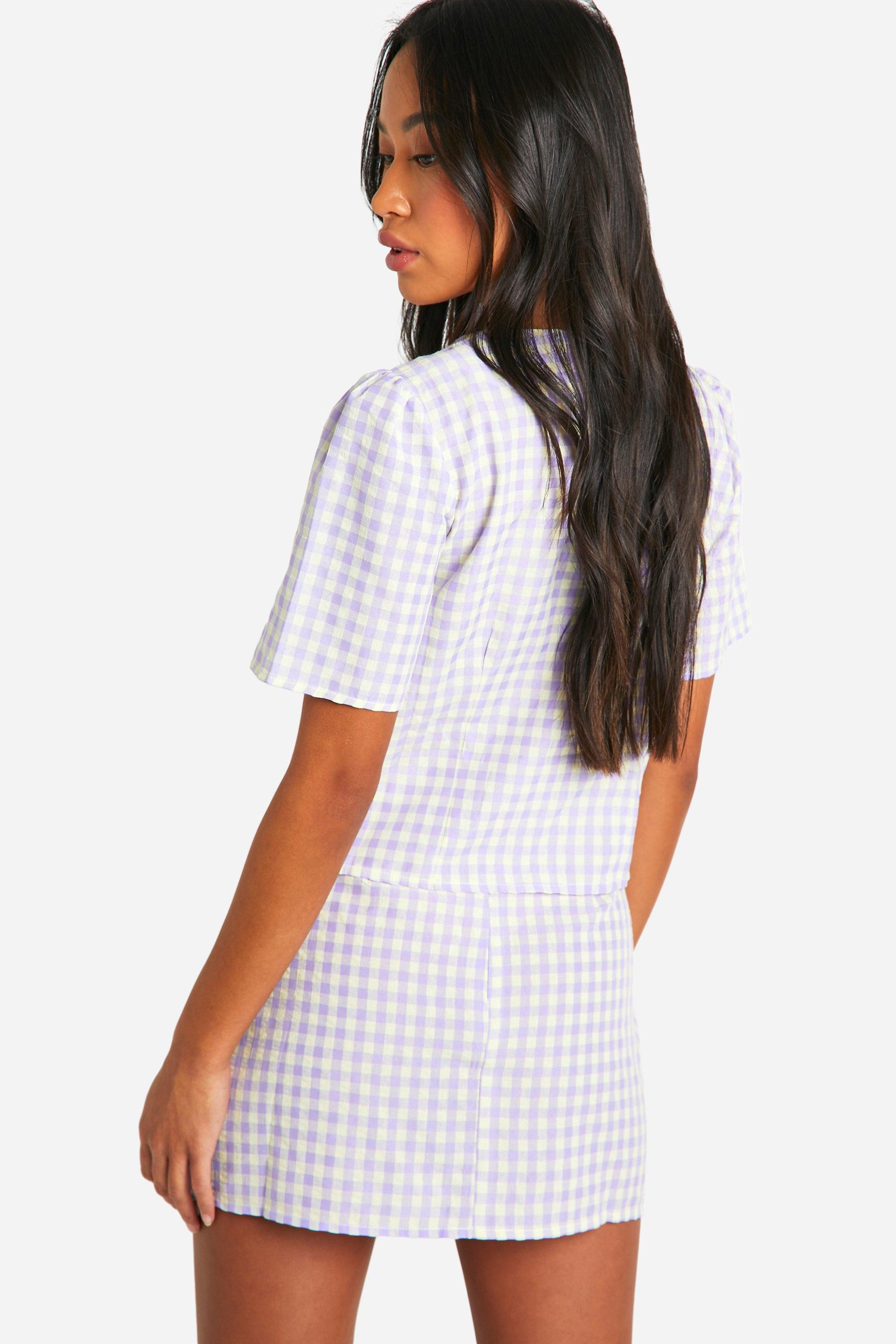 Gingham skirt with slits best sale